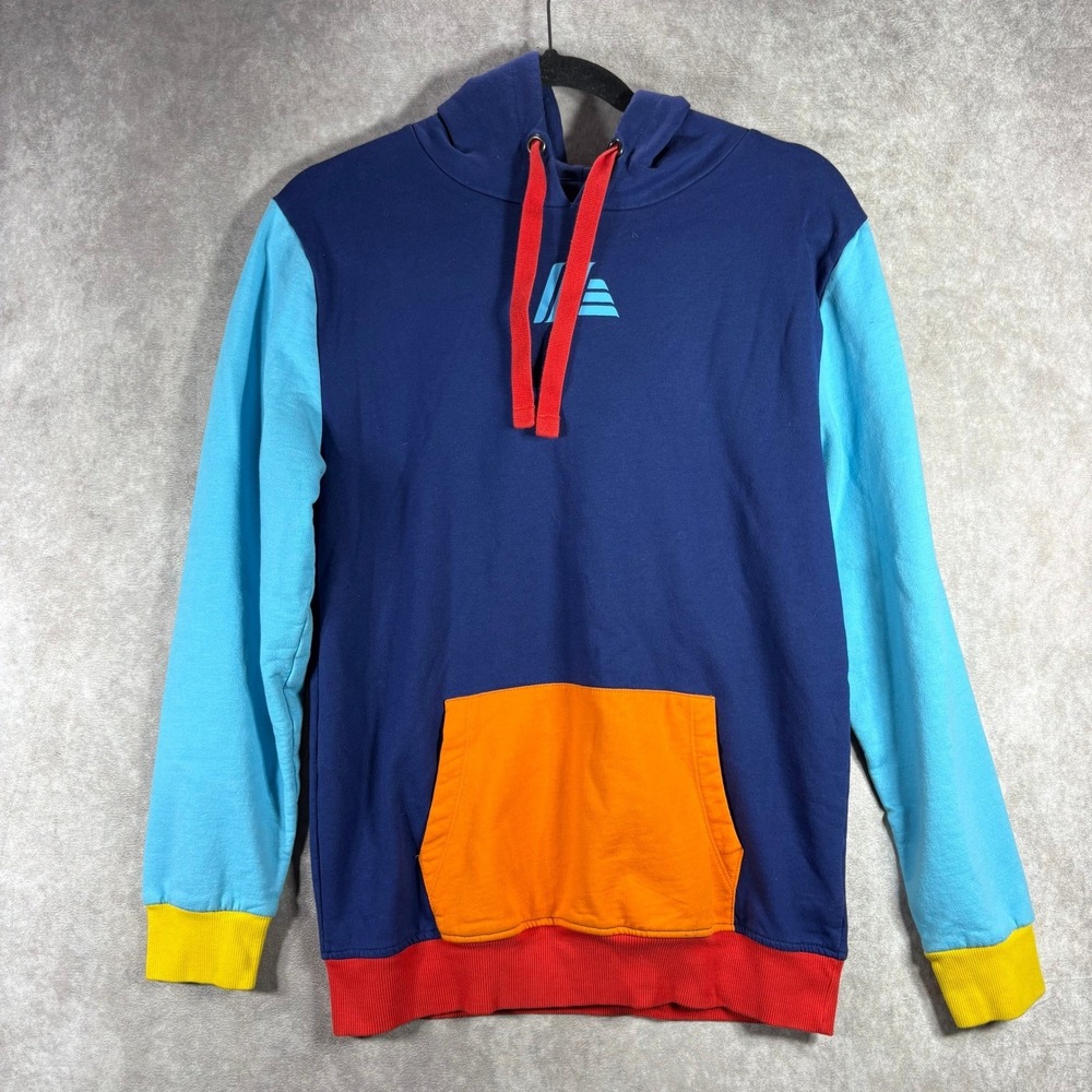 Aldi Gear Hoodie‎ Mens Small Blue Colorblock Pullover Logo Streetwear Fleece